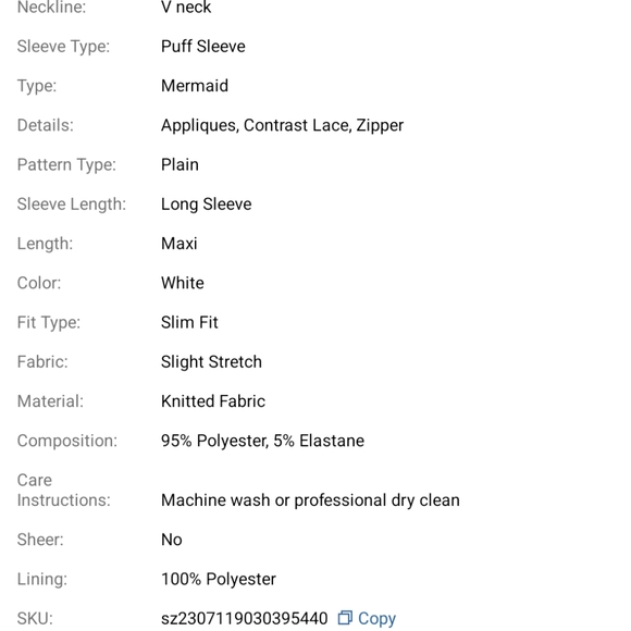 SHEIN Belle Solid V-neck Mermaid Hem Wedding Dress - Picture 8 of 16